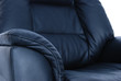 Detail of black leather recliner