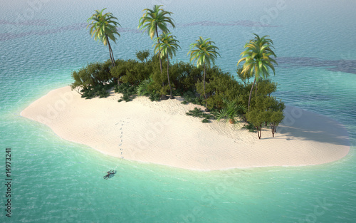 Naklejka - mata magnetyczna na lodówkę aerial view of caribbeanl desert island