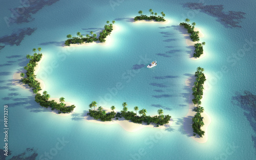 Obraz w ramie aerial view of heart-shaped island