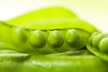 closeup of  peas in the pod