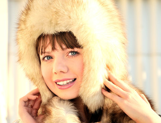 beauty in fur hat