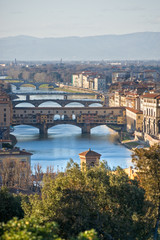 Wall Mural - Panoramic view of Florence and Ponte Vecchio.