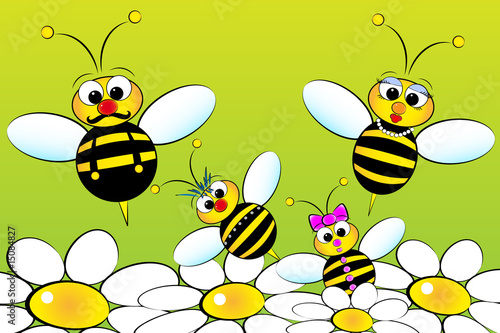 Foto-Plissee - Bees Family - Kids Illustration (von Marta P. (Milacroft))