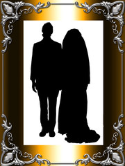 Bride and groom framed