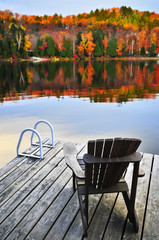 Wall Mural - Wooden dock on autumn lake