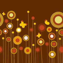 Canvas Print - retro flowers vector