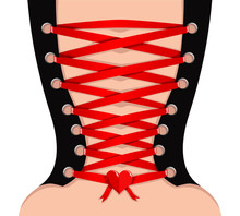 Vector Rear View Of Sexy Girl In Corset