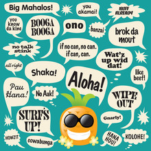 Various Phrases In Comic Bubbles (Hawaiian Pineapple)