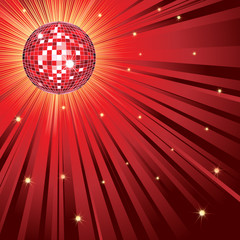 Background with red shining disco-ball