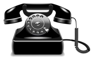 Realistic vector of outdated black telephone isolated