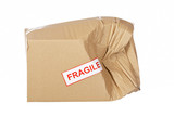 Fototapeta  - Damaged cardboard box