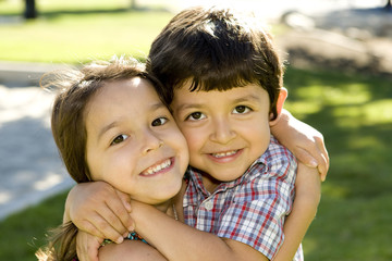 Wall Mural - Brother and sister