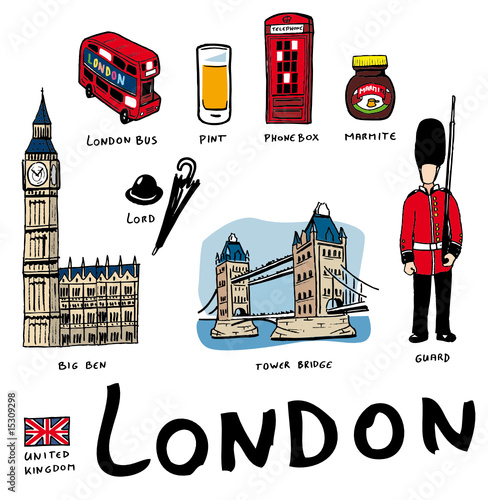 Lots de dessins vectoriels de symboles de Londres - Buy this stock
