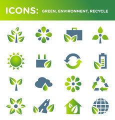 icons: green, environment, recycle (set 2)