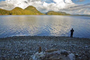 Sticker - The fisherman on coast of ocean passage.