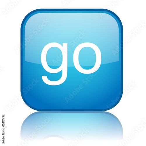 Square "go" button with reflection (blue) Buy this stock illustration
