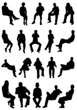 Collection Of Sitting People Vector