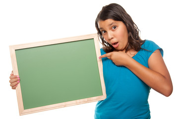 Wall Mural - Pretty Hispanic Girl Holding Blank Chalkboard