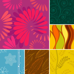Poster - Set of Seamless both side Season Wallpaper. vector illustration.