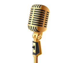 Gold Microphone. Vector.