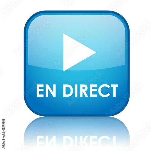Bouton carré "EN DIRECT" avec reflet (bleu) Poster