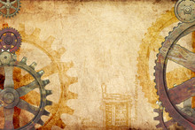 Steampunk Gears And Cogs Background