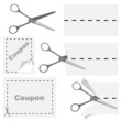 Scissors cutting out advertising coupon.
