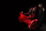 Fototapeta Big Ben - dancer in action against black background
