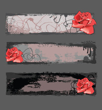 Grunge Banners With Rose