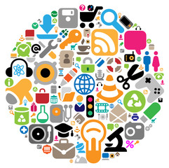 Wall Mural - Set of icons for website, business, science and music