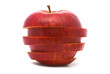 Sliced red apple on studio white