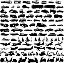 Transportation Silhouettes Collection - Vector