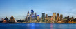 Panoramic view of Sydney skyline with blue sky