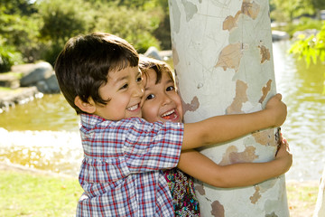 Wall Mural - Brother and sister