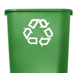 green recycle container on white background