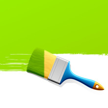 Brush With Green Paint. Vector.