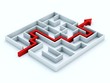 © Mikhail Mishchenko - Red path across labyrinth isolated on white