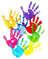 colorful hand prints