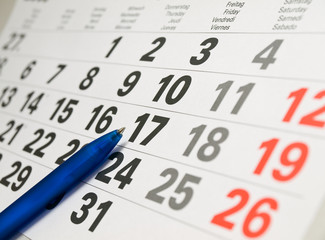 Fototapete - Calendar with  pen