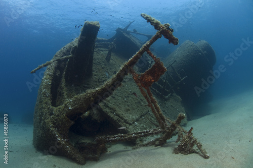 Naklejka dekoracyjna A wreck of a ship lying on the seabed