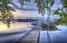 HDR Image Of Pier And Sailboats