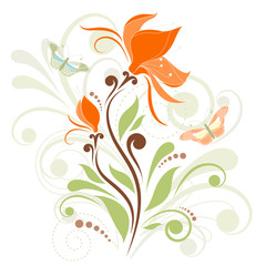 Canvas Print - flower and butterfly