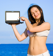 Sticker - Active girl on a beach