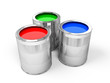 Red, Green and Blue Paint Cans