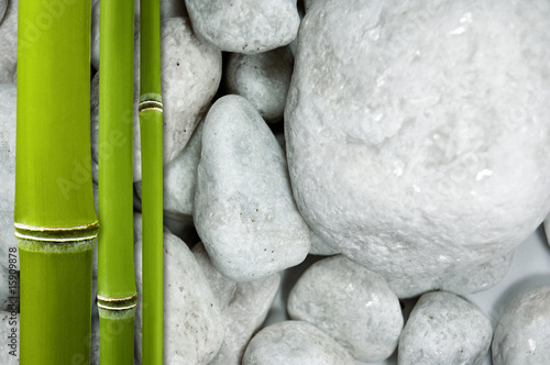 Foto-Lamellenvorhang - Bambus auf Steinen (von Stockwerk-Fotodesign)