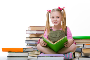 Wall Mural - Girl with books