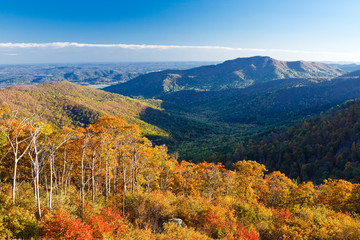 Autumn landscape with mountains in Shenandoah National park