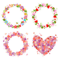 Canvas Print - Flower wreath and heart shape