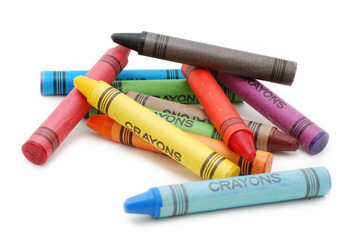 crayons lying in chaos