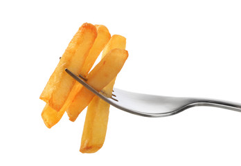 Canvas Print - French fries on a fork